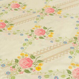 Vintage 70s FIELDCREST USA Smithsonian Single Pillowcase: Pink Roses, Lace Trim